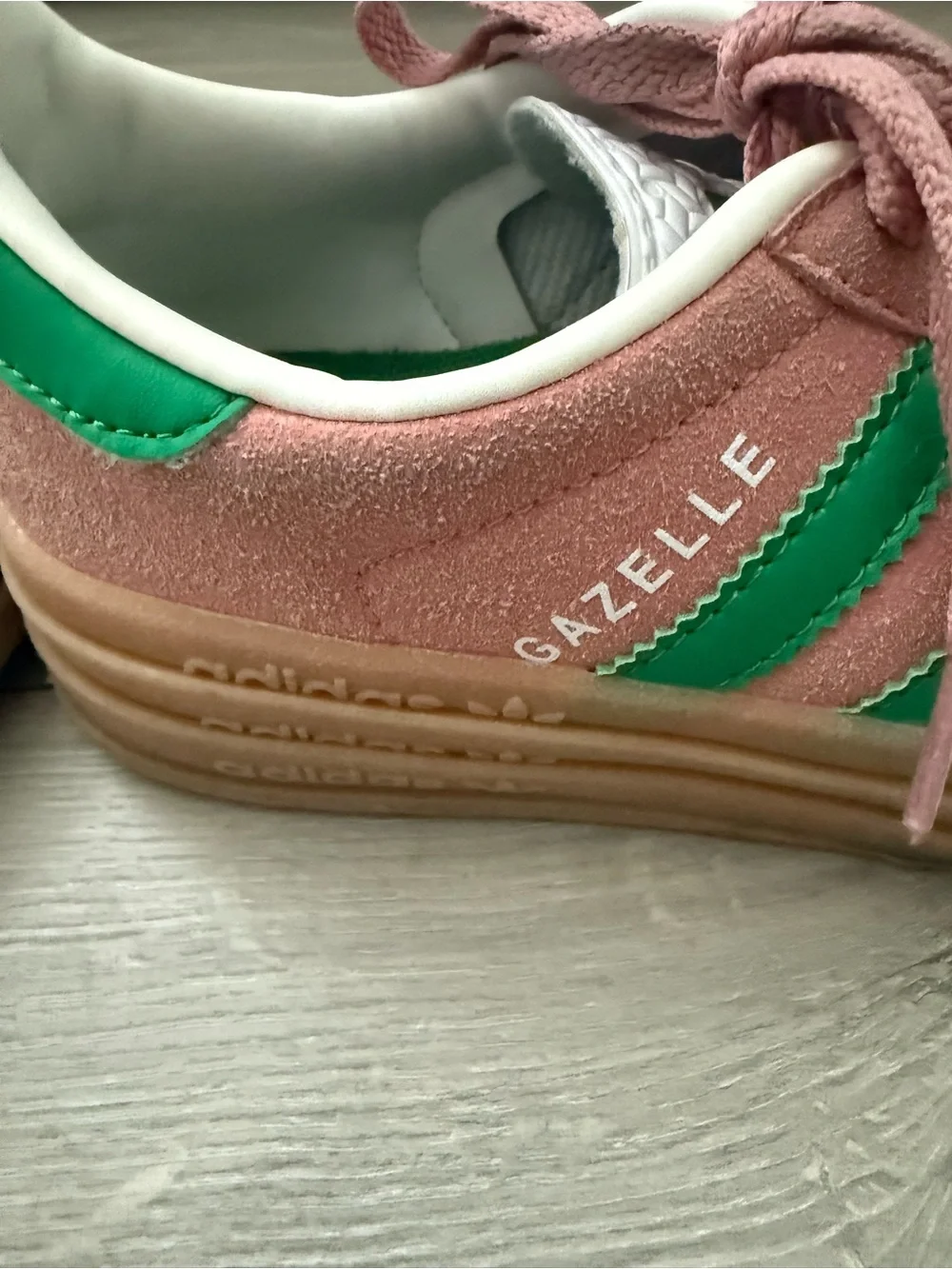 adidas Pink and Green Platform Gazelle Sneakers